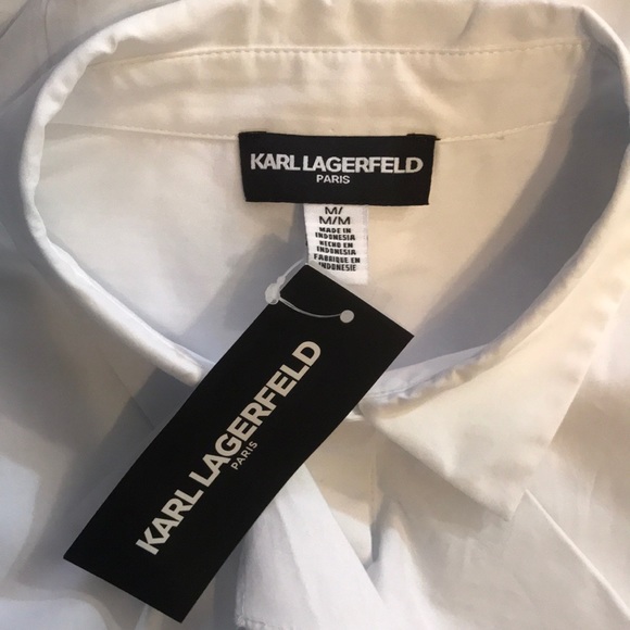 🆕 Karl Lagerfeld White Ruffle Blouse Poet Pirate - Picture 7 of 7